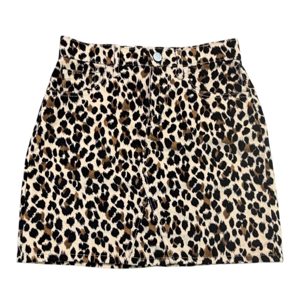 Old Navy Girls Leopard Corduroy Mini Skirt High Rise L (10–12) NWT